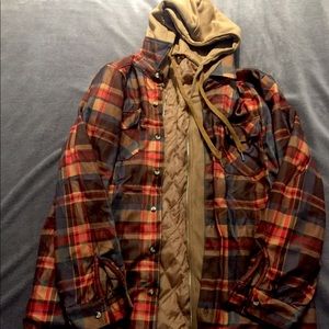 Plaid flannel hooded jacket